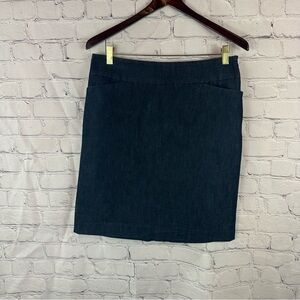 Halogen Blue Pencil Skirt dark wash light weight denim/chambray sz 10